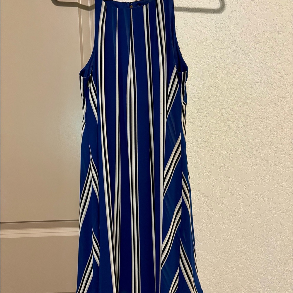 Blue Rain Blue and White Halter Sundress